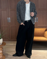 [Unisex] Side tuck snap wide denim pants(2color)