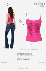 Hot pink wing sleeveless top