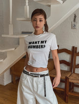 Number Lettering Crop Tee