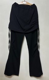 CRINKLE BOW PLEATED TWO-LAYER コットンブーツカットトレーニングスカートパンツレギンス - 2 COLOR