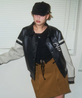 [NF] MALLOW VARSITY LEATHER JACKET (BLACK)_F23ZA939