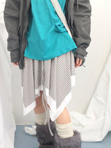 stripe ribbonline wave skirt