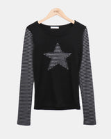 エミュスターパッチストライプロングスリーブTシャツ