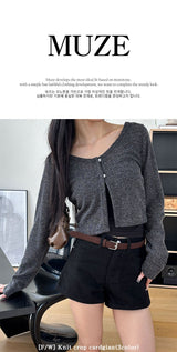 [F/W] Knit crop cardgian(3color)