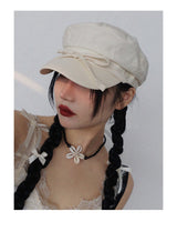 リボンニュージーキャップ (IVORY, BLACK 2COLORS!)