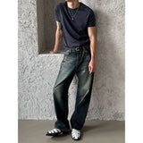 [S/S] Deepblue green wide denim pants