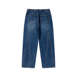 DIAGONAL CUT DENIM PANTS
 - BLUE