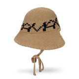 VA Digital Logo Cozy Knit Bonnet Hat / DarkBeige&Black