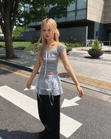 レースシャーリングスカートパンツ