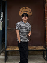 Vine sripe waffle short sleeve