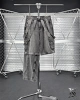 6X Zipper Detail Cargo Denim Pants (Light grey)