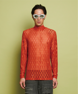 CHECK MESH TURTLENECK TOP