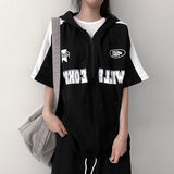 Riti Coloring Short-Sleeved Hooded Zip-Up
