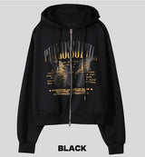 Winnie crop two way hoodie zip-up