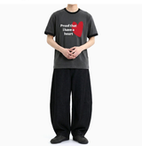 エッセンシャルスタンダード半袖リンガーTシャツ レッドハートチャコール
