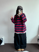 WAFFLE PUNCHING 🧇WIDE CARGO PANTS 🩶🖤2CCOLOR