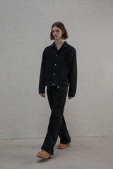 Studded selvage washed denim - Pants