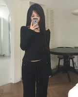 Banding Low-Rise Loose Bootcut Pants