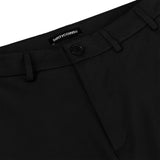 Metal Label Wide Trouser Pants - Black
