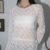 Daen alpaca wool punching frill strap knitwear