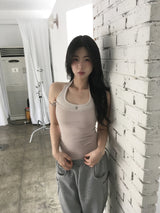バタフライレーススリーブレスシャツ