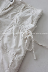 Two-block layered string wide pants