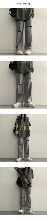 [Basic, Long/S~2XL] [Summer Long Pants!] Well Knee Cutting Waist Bendable Denim Pants