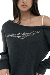 Kleen club one-shoulder sweatshirt, Dark gray
