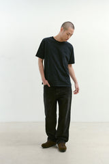 ルーズフィットテーパードデニムパンツ (Washed Black)
