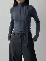 [Brushed Lining] タイピンタックタートルネックTシャツ
