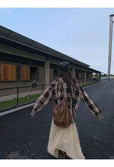 Beige Chiffon Unbalanced Long Skirt