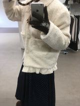 フリルヘムハヘアリーハーフコート (2color)