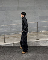 Kale Panel High-Neck Leather Jacket