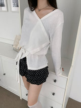 Lauren Ribbed Strap Long Sleeve Wrap (4 Colors)