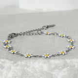 ss-Daisy flower motive array bracelet_white yellow