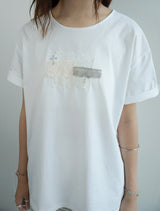 Lace detail T-shirt -White