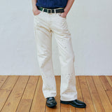 97 lc splatter bootscut denim pants ecru