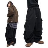 Wide Wool Pleated Cargo Pants