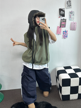 トラックカーゴストリングパディングパンツ ❤🖤🤎💚💙5カラー