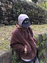 リブフードハードジップアップニット