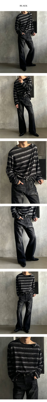 [F/W] Tartan stripe button knit sleeves(2color)