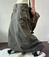 HIP PIGMENT CARGO WASHING LONG SKIRT 🩶🤍2color