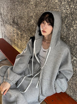 Neoprene semi-crop hooded zip-up