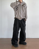 Broken Knit Hooded Zip-Up