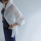 [Kabinz] Crinkled See-Through Roll-Up Sleeve Shirt - 3color