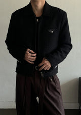 [F/W] ロウカッティングツイードクロップブルゾン(2color)