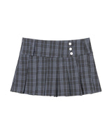 CHECK PLEATS WRAP SKIRT (CHARCOAL) F26QD159