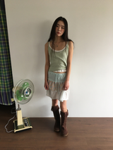 Slough punched sleeveless top (3color)