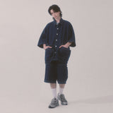 デニムステッチショーツ_ブルー