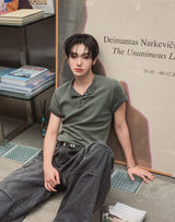 ウィート ピグメント リブ マッスル ヘンリーネック 半袖Tシャツ